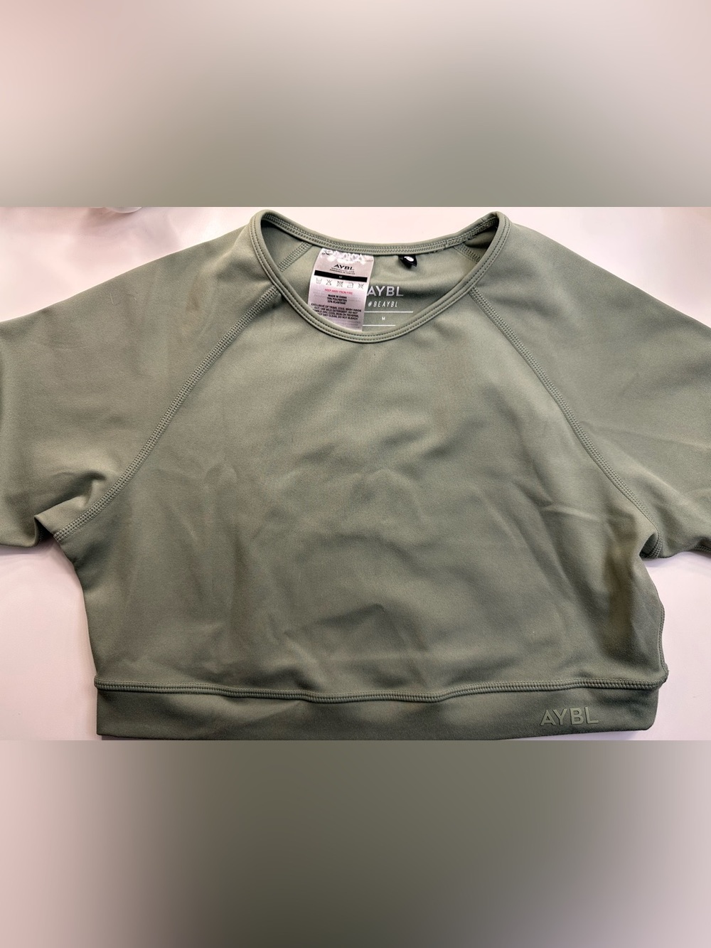 AYBL Cropped Active Tee- Sage Green